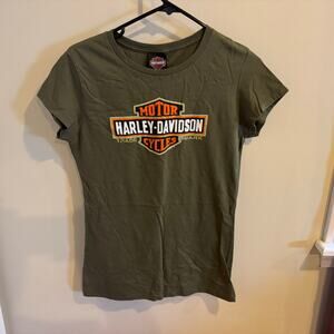 Harley-Davidson Women’s Old Glory Green Short Sleeve Shirt Size